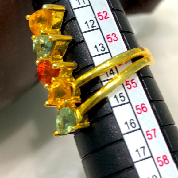 5x0.5 Ct Genuine Sapphires 14KGP Ring - Picture 2 of 5